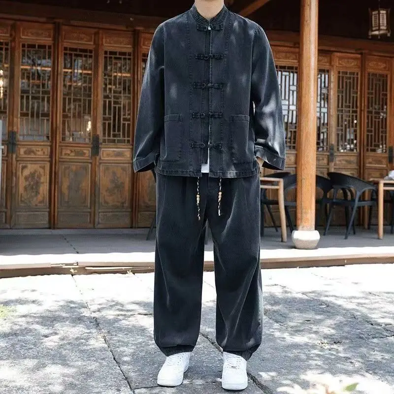 Special Offer Casual Loose Breathable Denim Jacket And Shirt Set for Autumn Large Size Comfortable Youthful Style