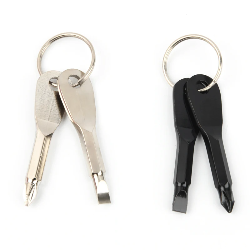 Portable Phillips Slotted Screwdriver Key Ring Keyring Outdoor Multi Mini Pocket Repair Tool Gadget Screw Driver