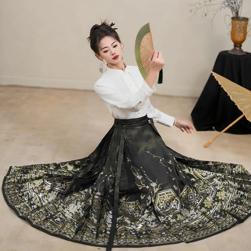 Pink Horse Face Skirt,Horse Face Skirt Hanfu Skirt Chinese Style Costume Mamianqun Ming Dress Ancient Traditional Daily Wear