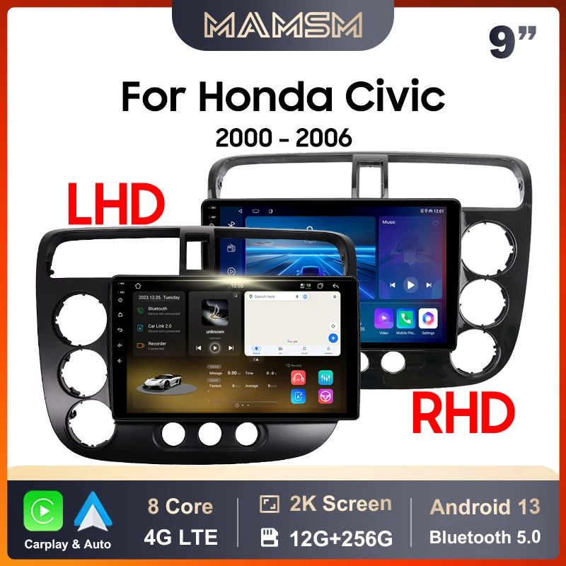 

MAMSM Car Radio For Honda Civic 7 LHD RHD 2000 - 2006 Android 13 Multimedia Video Player GPS 4G Carplay Auto Stereo Head Unit