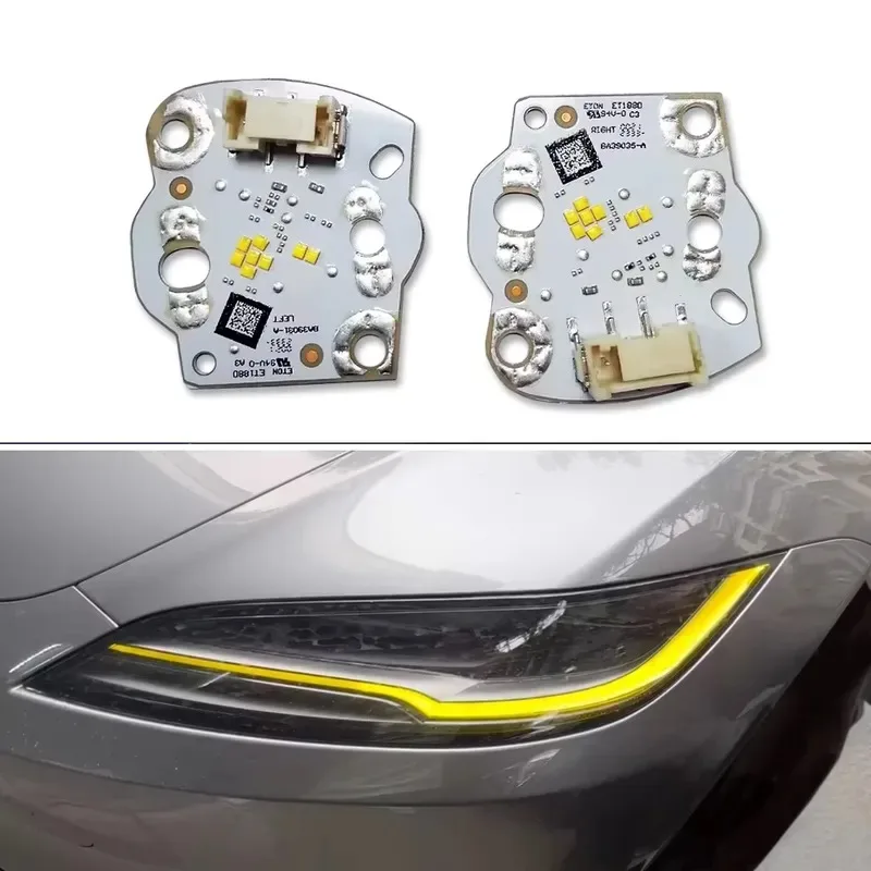 Hot Sale Car LED DRL Headlight for Model 3 Highland 2024 2025 Yellow Daytime Running Light Front Bumper Fog Lamp Chips