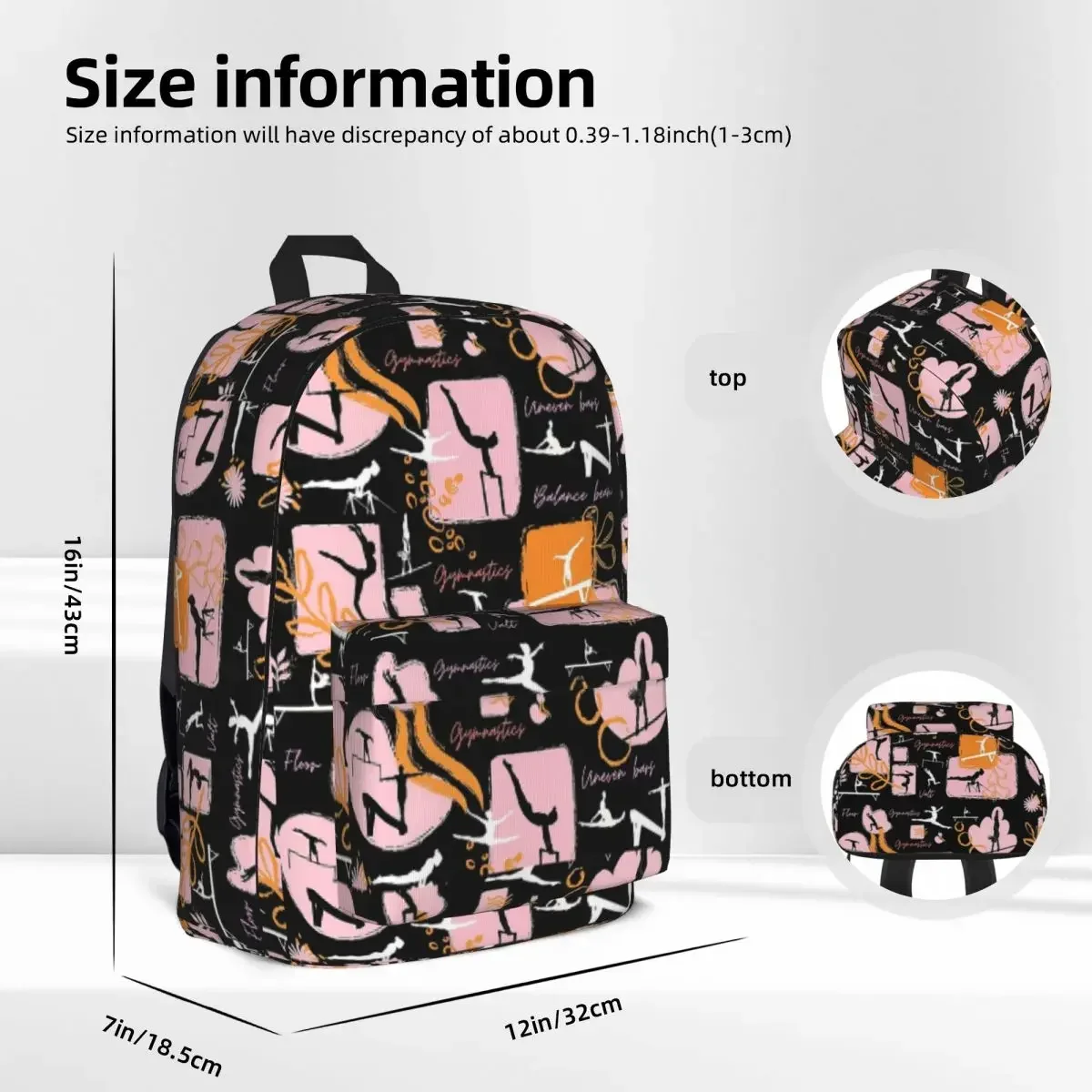 Artistic Gymnastics Print Backpacks Student Book bag Shoulder Bag Laptop Rucksack Fashion Travel Rucksack Children School Bag