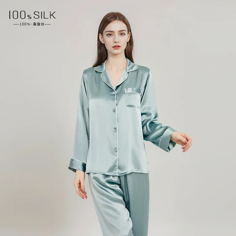 2026 new silk pajamas 100% silkworm silk, long-sleeved trousers are simple and comfortable, loungewear suit