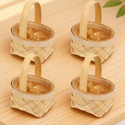 

4Pcs Wooden Baskets Beautiful Hand-Woven Flower Arrangement Basket for Wedding Proposal Party Home Garden Decorative Basket