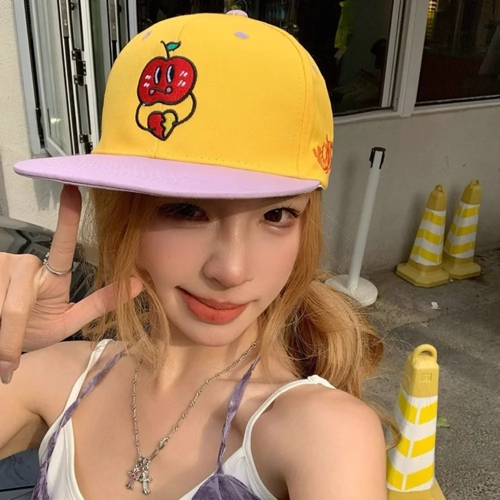 

Adjustable Cute Baseball Caps Embroidery Cartoon Peaked Caps Flat Brimmed Sunscreen Hip-hop Hat Teenagers