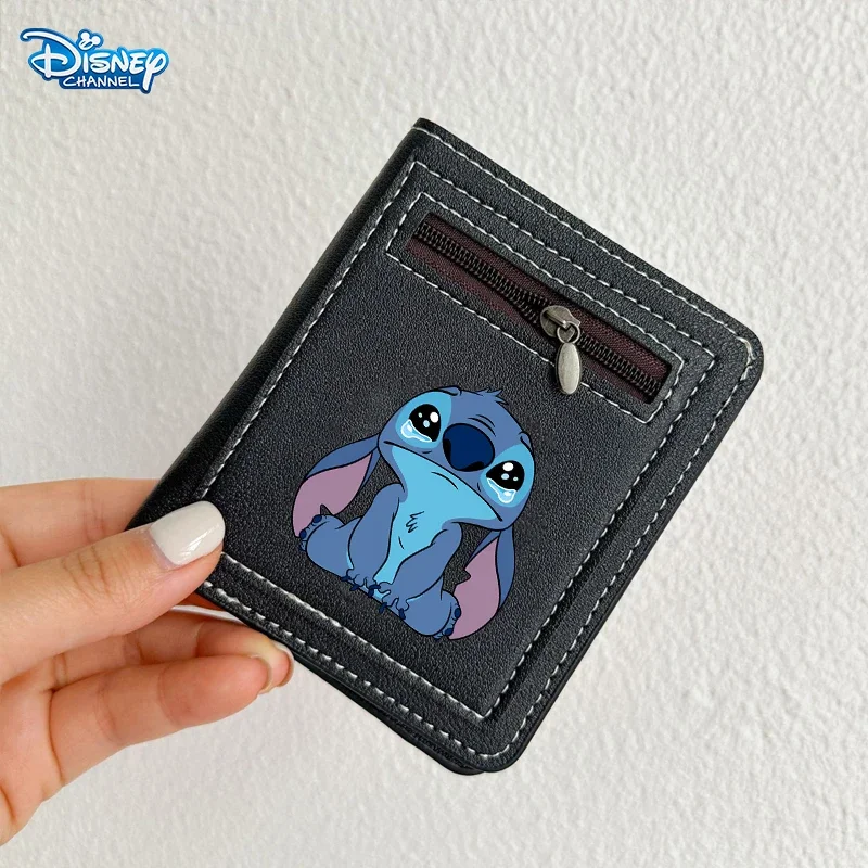 New Disney Stitch PU Wallet Men Trendy Classic Purse Boy Cartoon Anime Pattern High-capacity Card Bags Fashion Storage Bag Gift