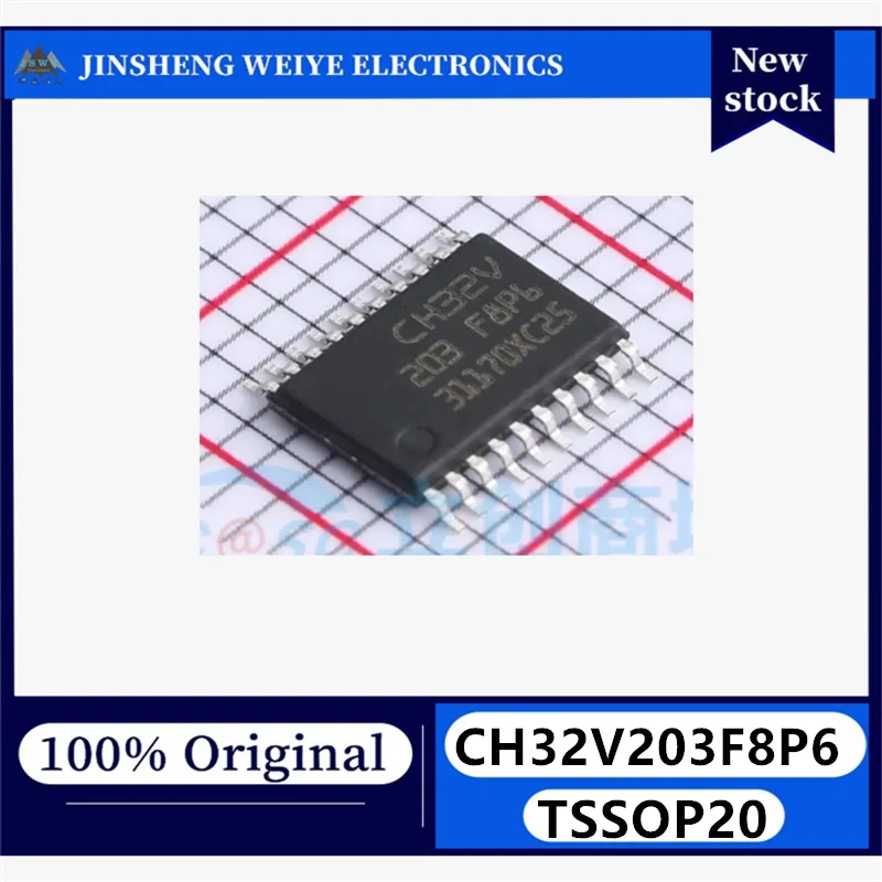 (10/50 pieces) Original CH32V203F8P6 CH32V 203 F8P6 TSSOP-20 RISC-V core 32-bit microcontroller MCU in stock