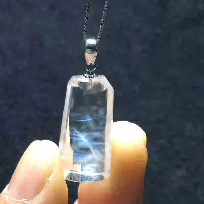 حقيقية الطبيعية ريشة الأزرق Rutilated الكوارتز الهرم الملاك قلادة إبرة قلادة على هيئة ريشة Rutilated النساء الرجال AAAAAAA
