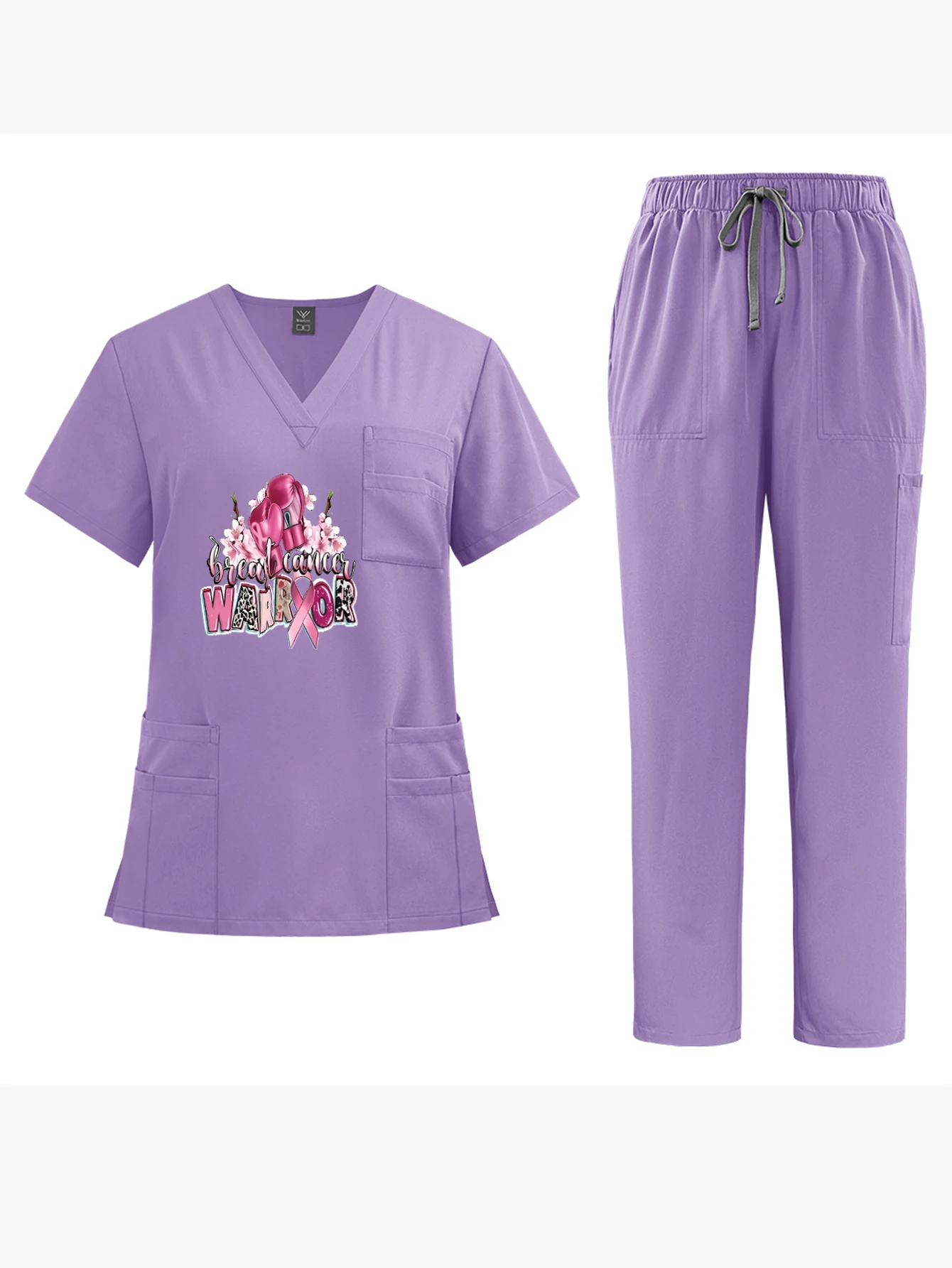 Custom Print V-Neck Short-Sleeve Medical Set Unisex Nurse Overalls  Wear-Resistant Disinfection-Resistant Work Uniform