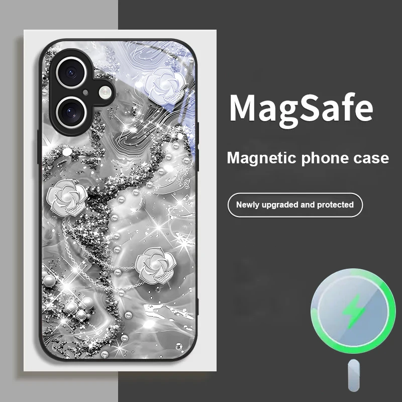 

Elegant Decorative Arts For iPhone 17 Pro Max 16E 15 Pro 14 13 Plus 12 mini 11 XR Xs X 7 8 16 17 Air Magsafe Glass Phone Case