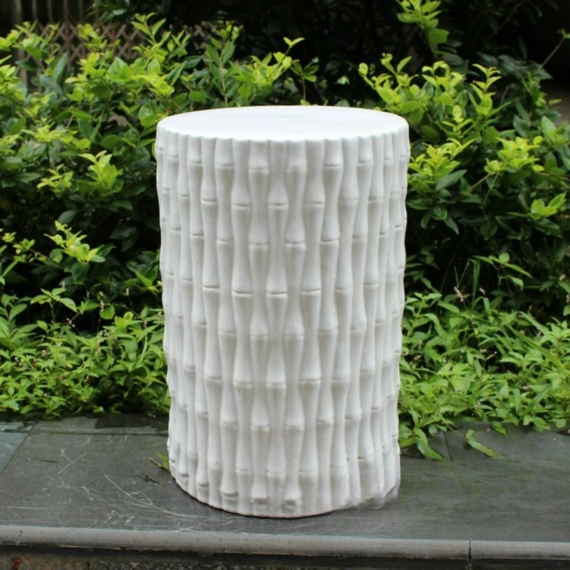 White ceramic stool cool pier embroidery pier bamboo high temperature color glazed porcelain stool home living room coffee