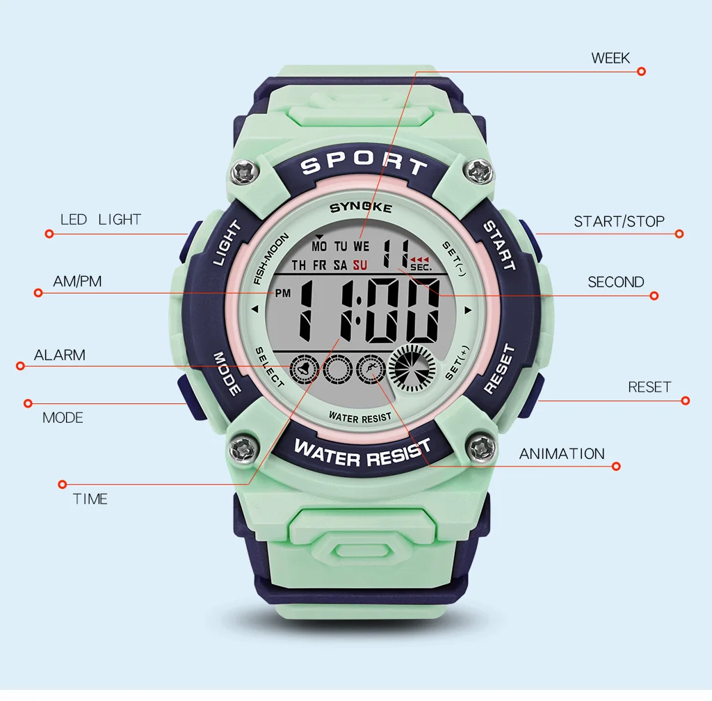 Student Waterproof Watch for Girls, Multifunctional Luminous Design