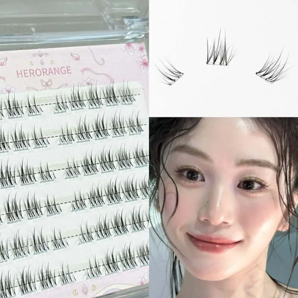 6 Rows Sunflower False Eyelashes Glue Free Natural Soft Curled Segmented Manga Fake Eyelash Extension DIY Makeup Tools