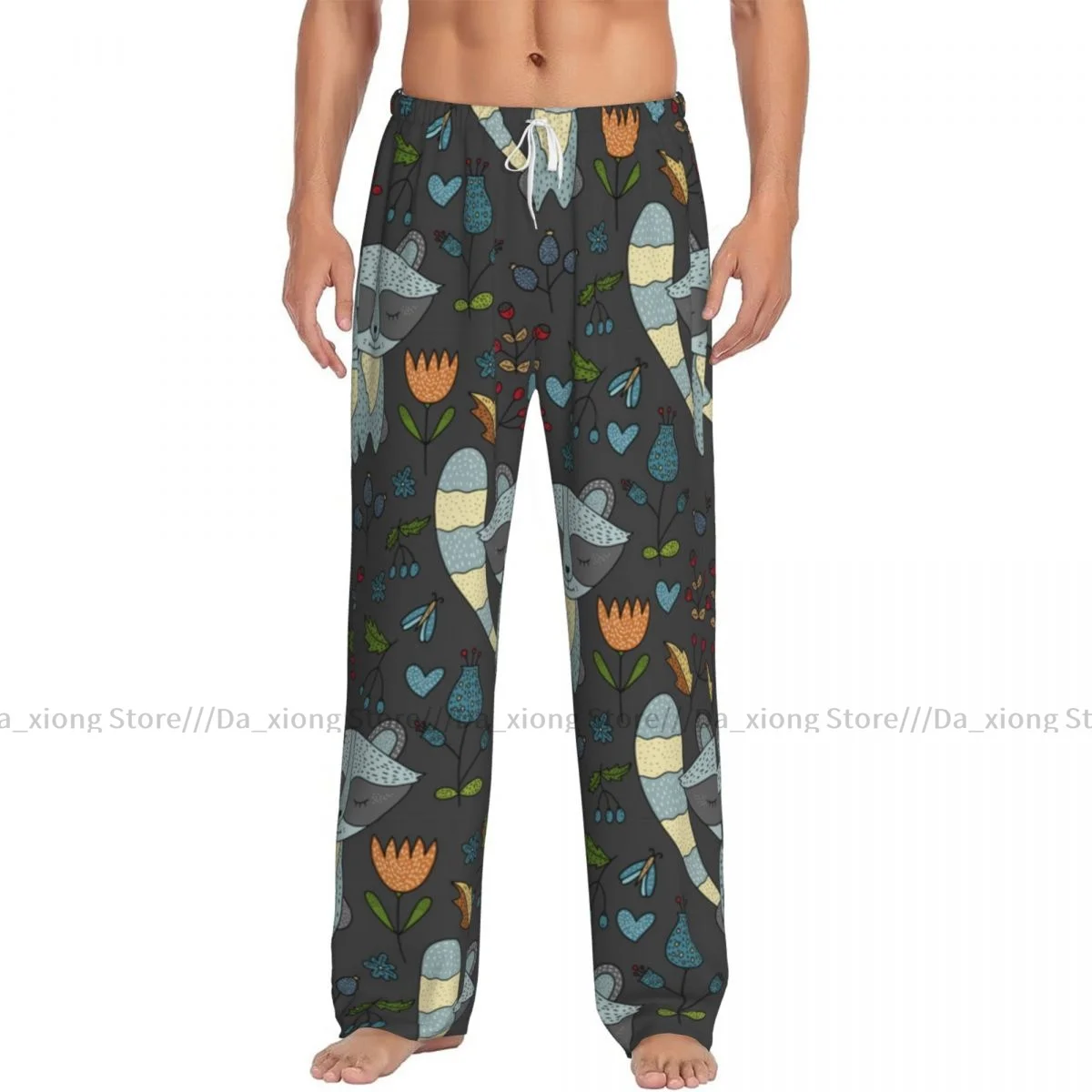 Forest Cute Sleeping Raccoons Mens Pajamas Pyjamas Pants Lounge Pants Sleep Bottoms