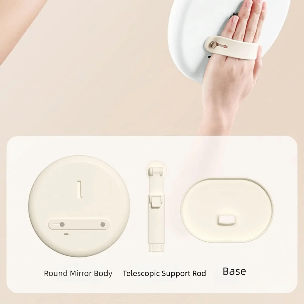 Removable Makeup Mirror with LED Light Rotatable Stepless Dimming Adjustable Desktop Mirror with Storage Base Touch Control