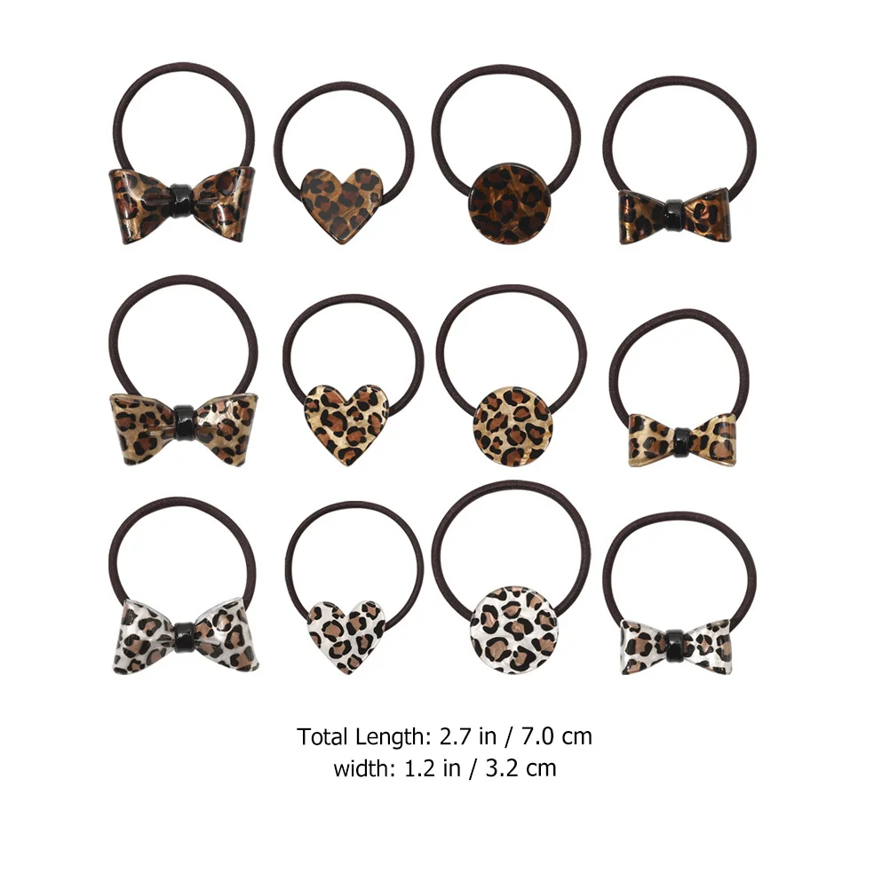 

12Pcs Leopard Hair Ties Elastic Ponytail Holders Durable Stretchy Lightweight Hair Bands for Women Party Festival School