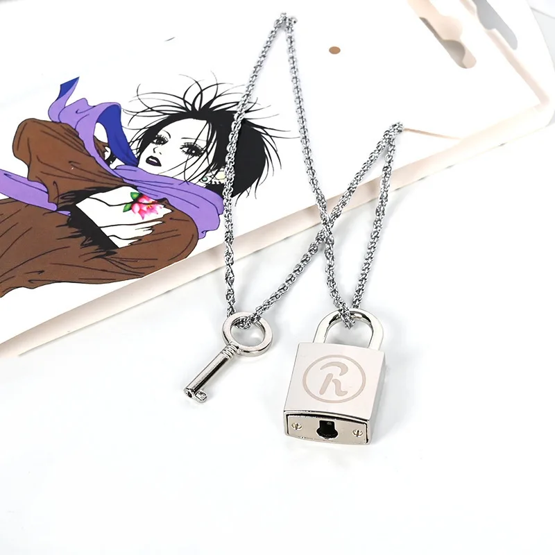 2pcs/set Anime Oosaki Nana Honjo Ren Couple Necklace lover's key lock alloy fashion metal pendant cosplay accessories gifts image 6