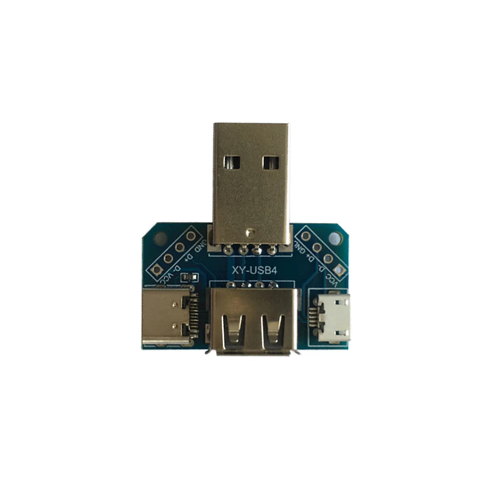 XY-USB4 USB Adapter Male USB Connector to Type-c Micro Female USB 2.54mm-4P Transfer Test Board USB Adapter Plate Switchboard