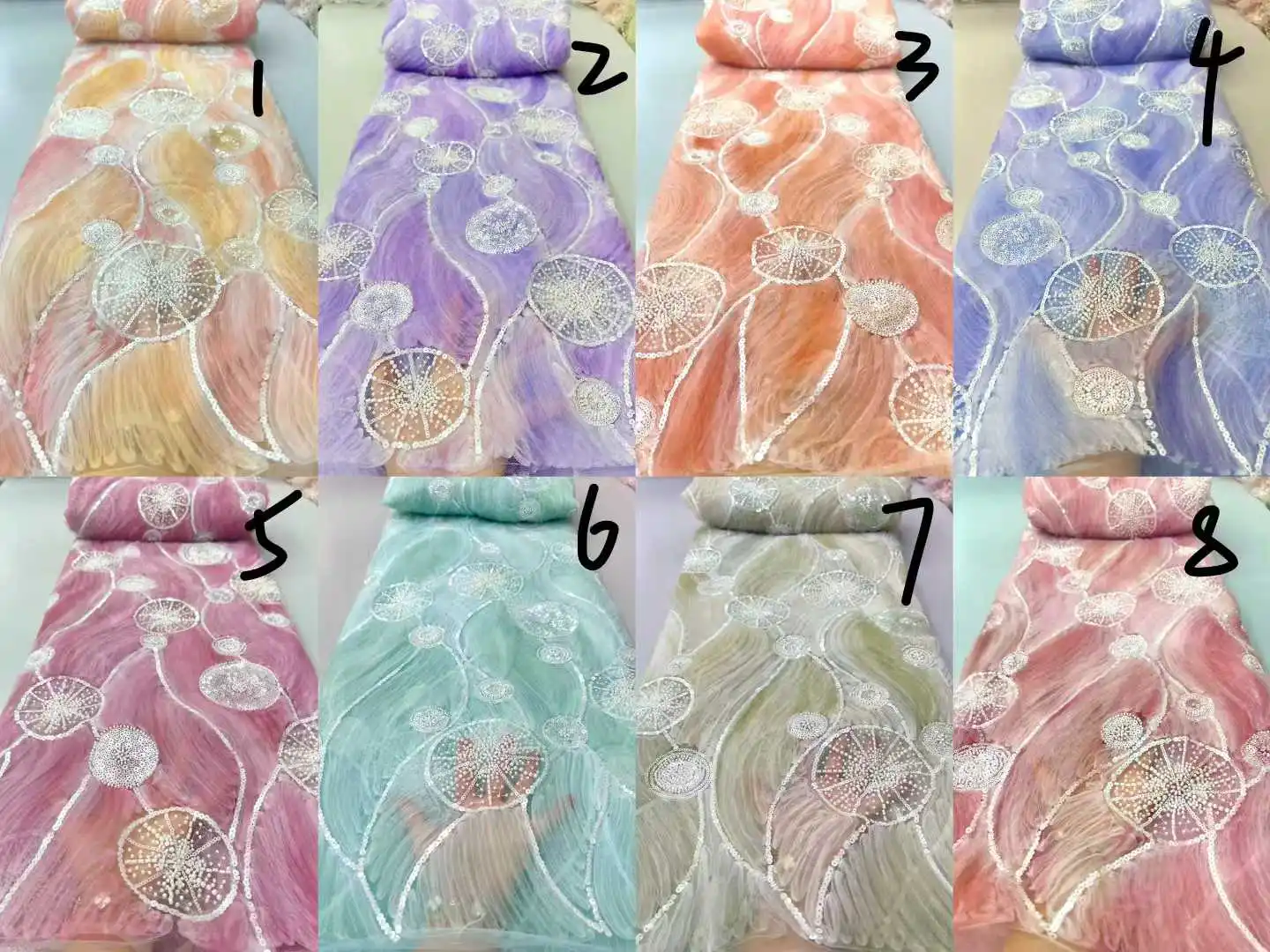 Luxe Afrikaanse Chiffon Kant Stof 2025, Hoge Kwaliteit Kralen Geborduurde Nigeriaanse Netto Kant Stoffen Pailletten voor Vrouwen Feestjurk