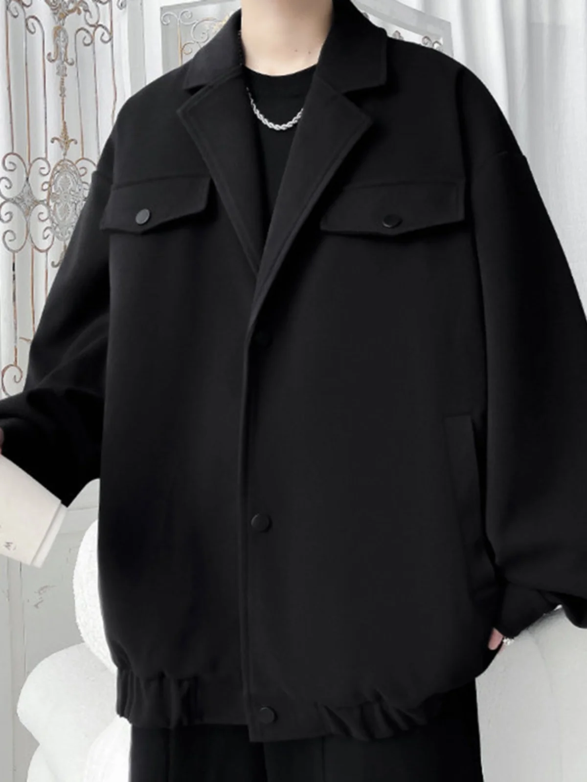 

Cleanfit Men's ort Woolen Jaet Autumn Season Faionable Notch Lapel Suit Collar Lightweight Mature Sle Coat