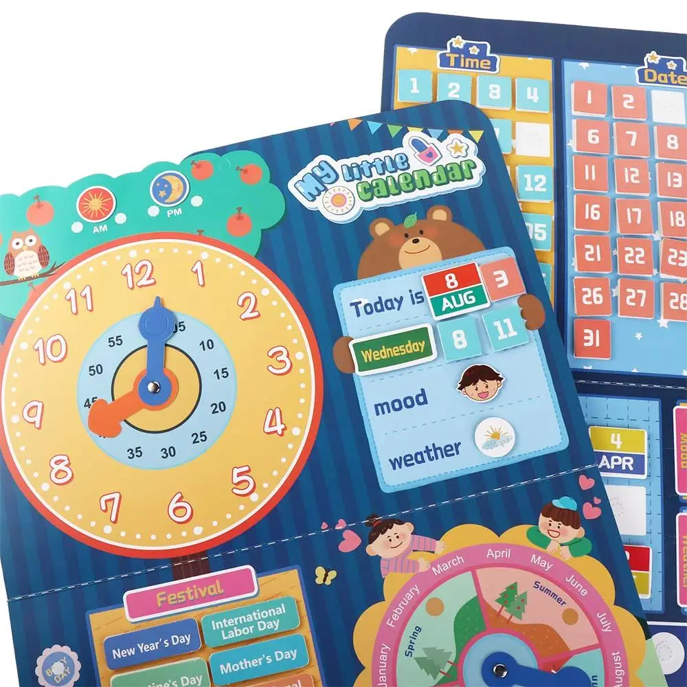 Stagione vacanza emozione orologio settimana tempo bambini carta di consapevolezza bambini incolla carta tabella a parete calendario tabella scheda cognitiva