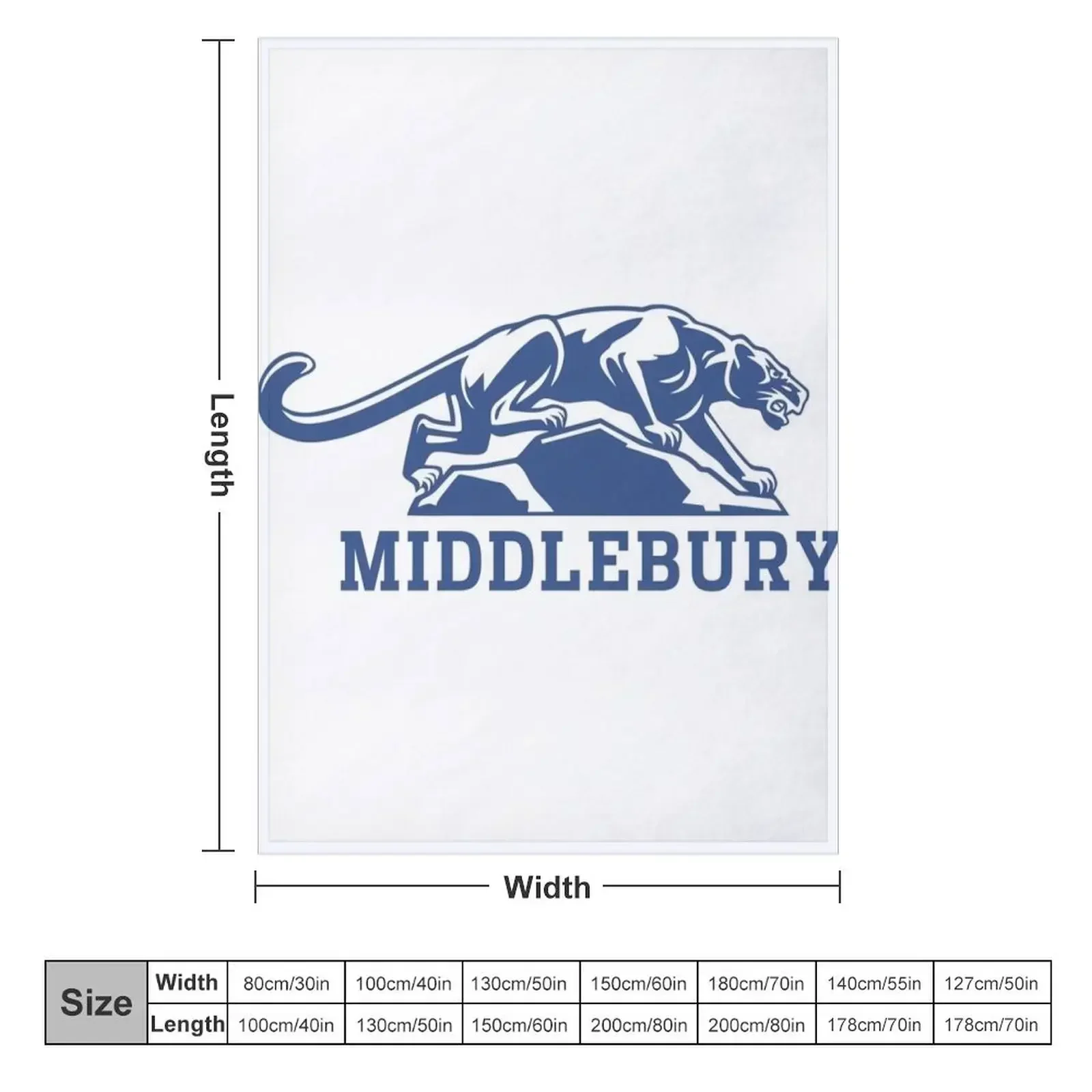 Middlebury College panther Throw Blanket Comforter Weighted Flannel Personalized Gift Blankets