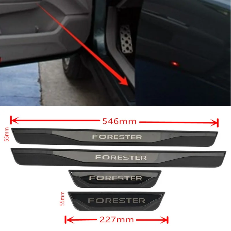 4Pcs/Lot ABS Plastic Stainless Steel Car Door Sill Pedal Welcome Scuff Plate Cover For Subaru Forester