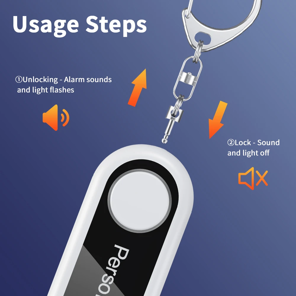 WSDCAM 125dB Self Defense Alarm With Back Clip Personal Safety Alarm Keychain Emergency Alarm Self Protection Accessories