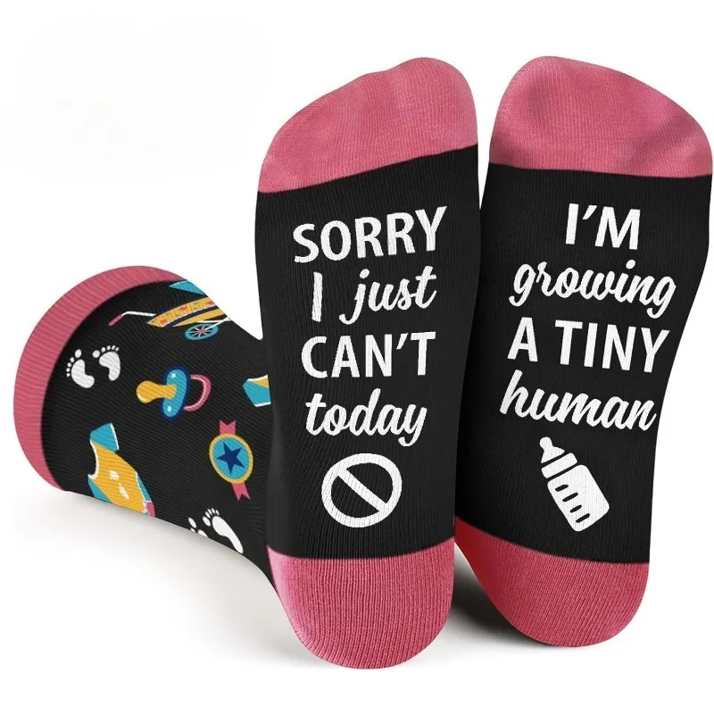 Funny Pregnancy Socks for Mom-to-Be - Plush High Socks with Non-Slip Lettered Soles,новогодние носки.임산부 для беременных  носки