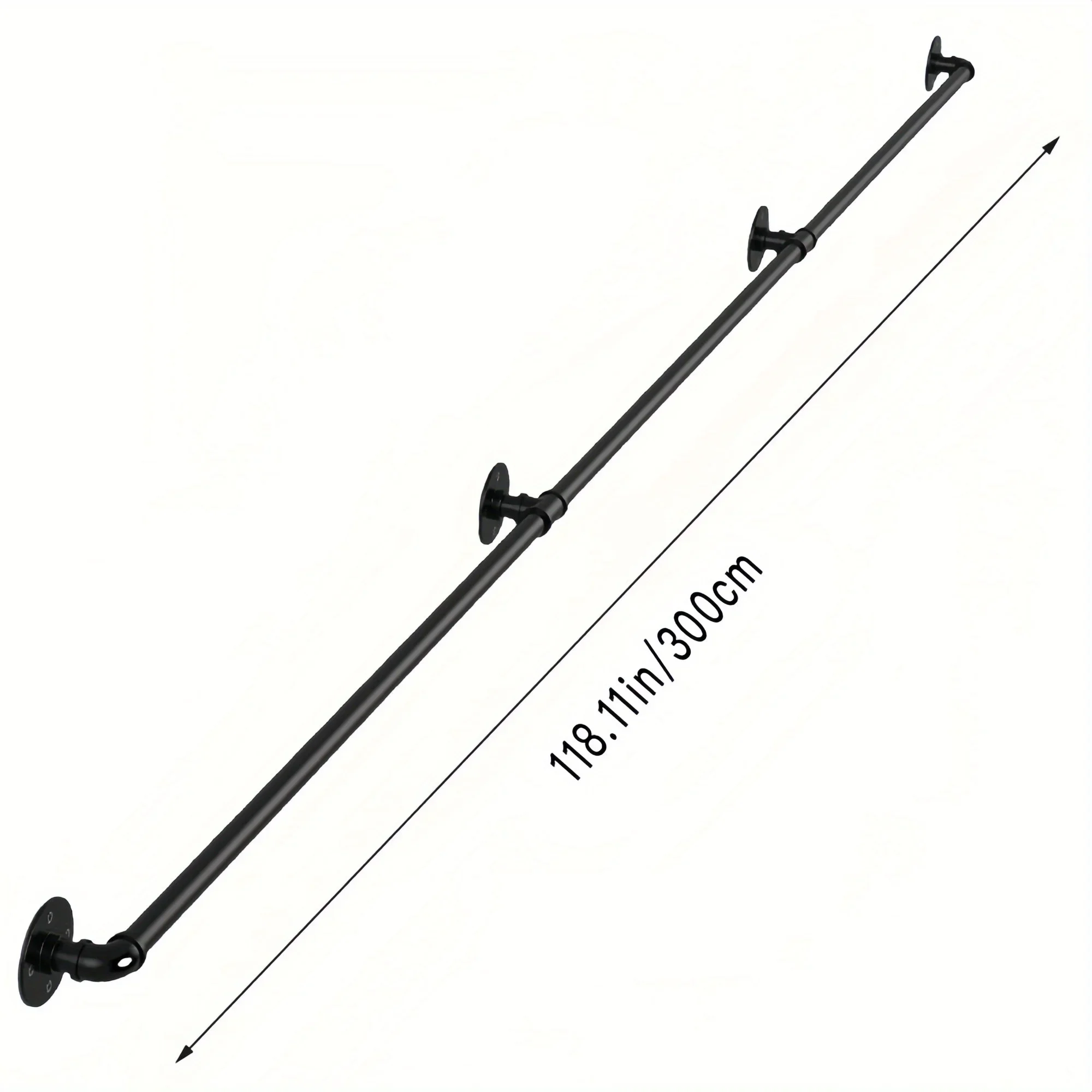 درابزين أنبوب حديد صناعي مجلفن باللون الأسود بطول 10 أقدام، مناسب لتركيب الجدار الداخلي والخارجي، والمساعدة في السلامة. #3