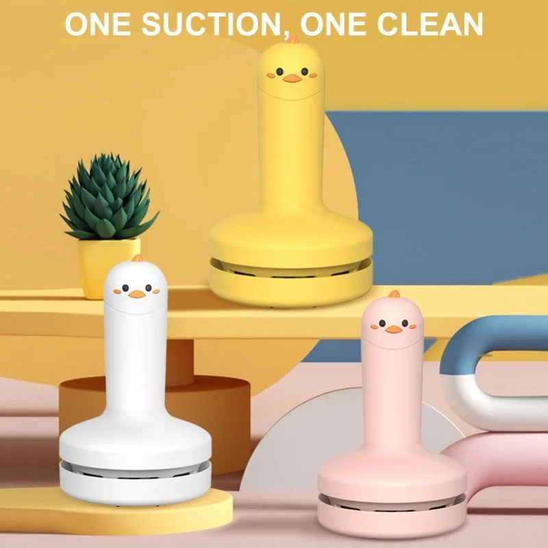 مكنسة كهربائية محمولة لسطح المكتب على شكل فرخ قابلة لإعادة الشحن، نظام ترشيح قوي وجميل، منظف غبار للطاولة المحمول