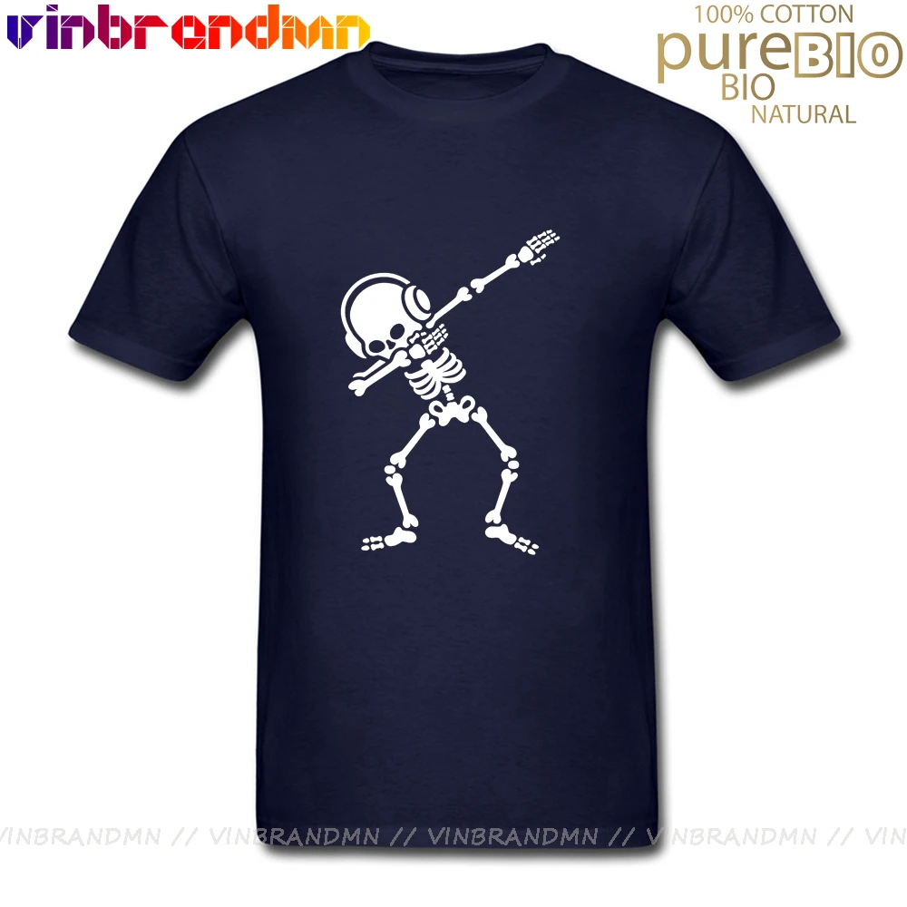 New Skelton Dabbing T Shirts Men Harajuku heavy death metal rock and roll hardstyle Tee Shirts Dabben Headphones Music Tees Tops