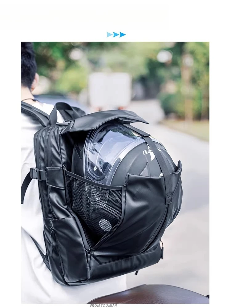Motorcycle helmet - full face riding backpack for men - motorcycle touring rider bag - waterproof computer dual shoulder bag