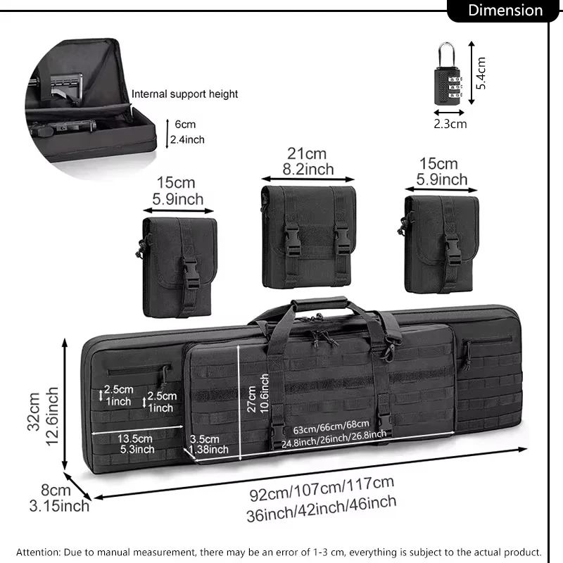 Mochila longa para caça, pesca, acessórios táticos, Protect Case, bolsa removível, Molle System, Camping ao ar livre, 46"