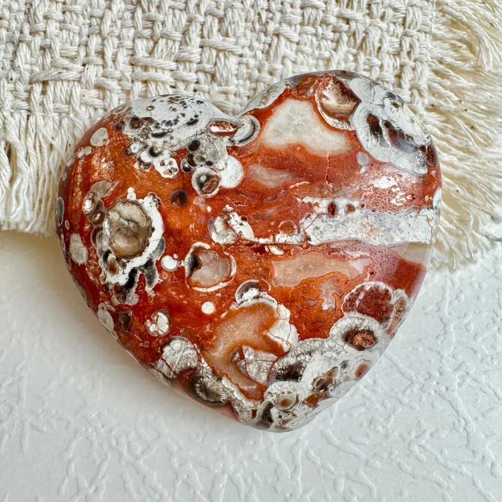 Natural Money Agate Heart, Hand-Carved Pocket Stone, Home Decoration, Desk Ornaments, Healing Crystal Gifts, Energy