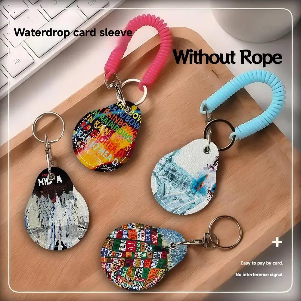 Radioheads Thom Yorke PU Leather Card Holder Keychain Key Ring Door Access Tags Case Keychain Access Card Bag Key Tag Ring