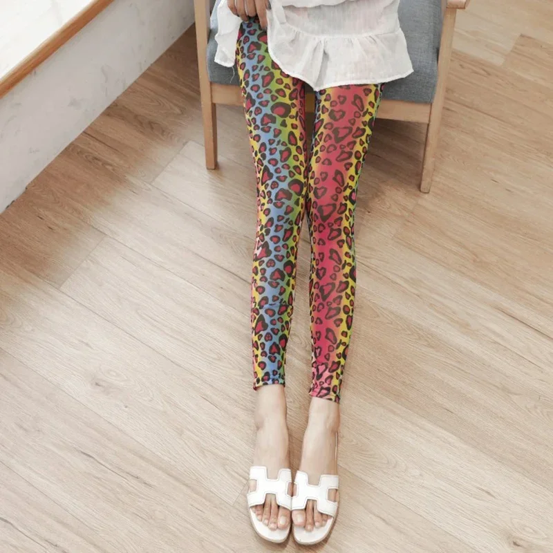Sexy Fine Mesh Soft Smooth Pants for Women\'s Summer Cold Ultra Thin Mesh Pants Colorful High Elasticity Leggings Yoga Trousers