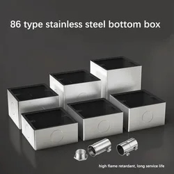 Type 86 Surface Mount Universal Wall Switch Socket Wire Junction Box Stainless Steel Panel Button Metal Box 20mm hole