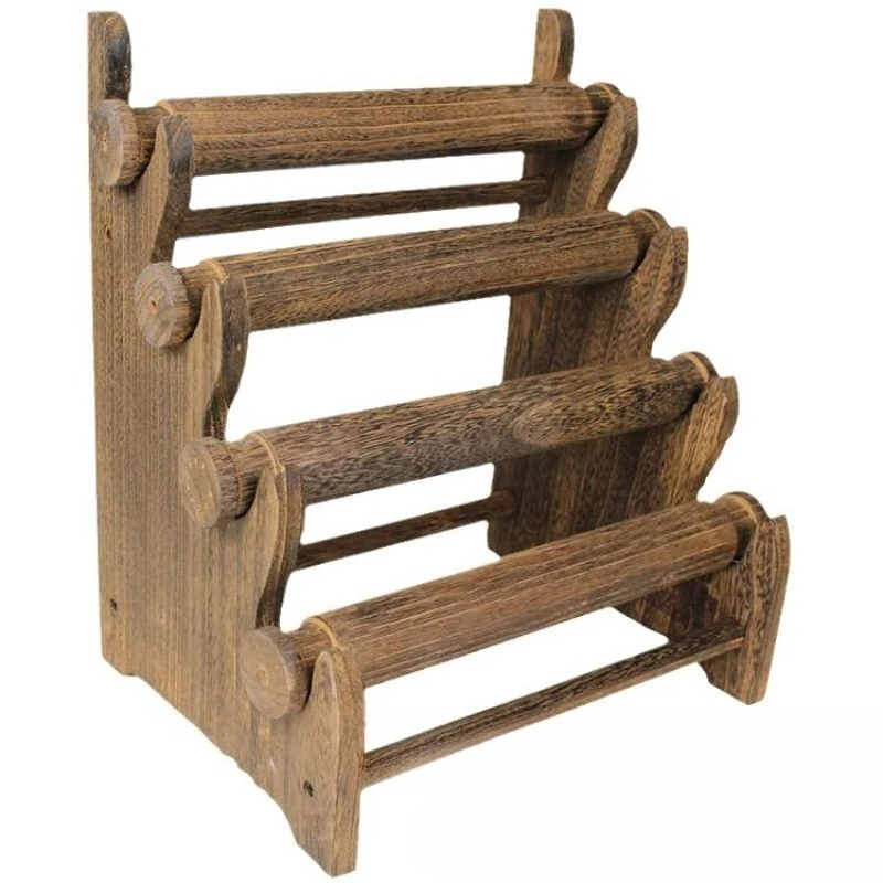 

Vintage wooden 4-layer jewelry bracelet bracelet holder display rack table jewelry storage rack