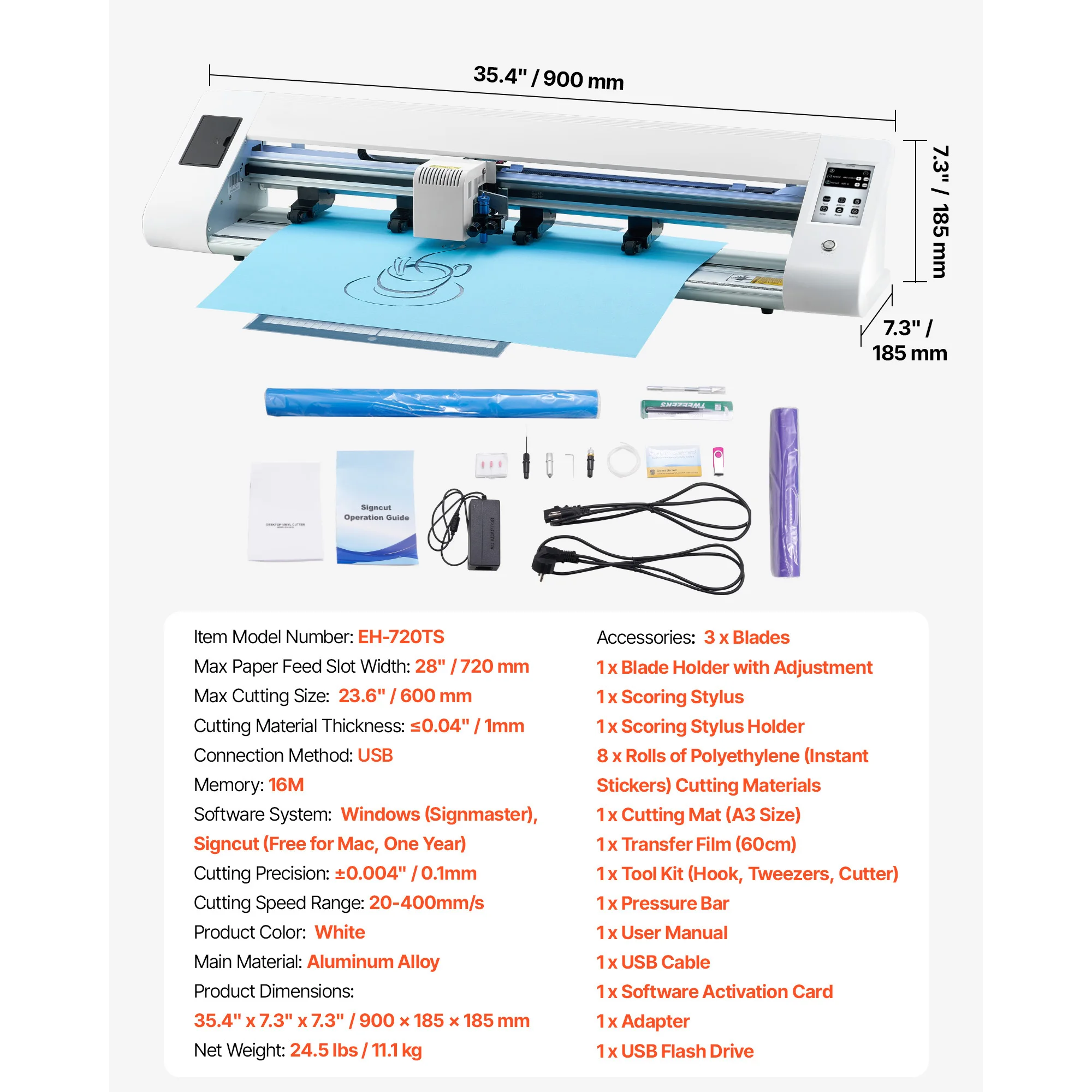 SucceBuy 12in/21in Automatische Kantendetectie Vinyl Cutter Machine Ontwerpsoftware en materialen compatibel met meerdere bestandsformaten