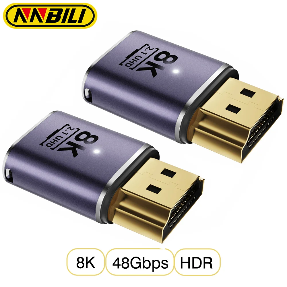 NNBILI 1-2pcs 8K@60Hz 2.1 Cable Adapter Male to Female Converter Splitter Support 4K@120Hz Straight HDMI-compatible Extender PC