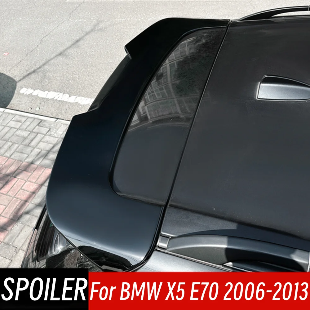 For BMW X5 E70 2006 07 08 09 10 11 12 13 Rear Trunk Lid Roof Spoiler Wings Car ABS Plastic Black Carbon Exterior Accessories