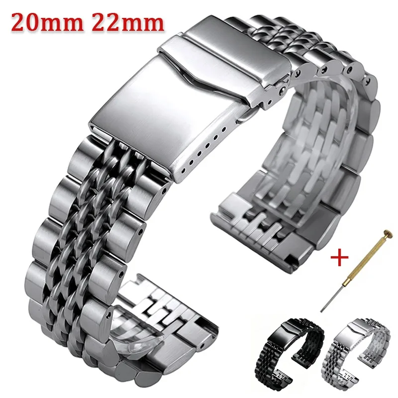 Hochwertiges Premium-Schraubverschluss-Edelstahlarmband 20mm 22mm Flachendstück Metall-Uhrenarmband für Rolex für Jubilee Smartwatch-Gürtel
