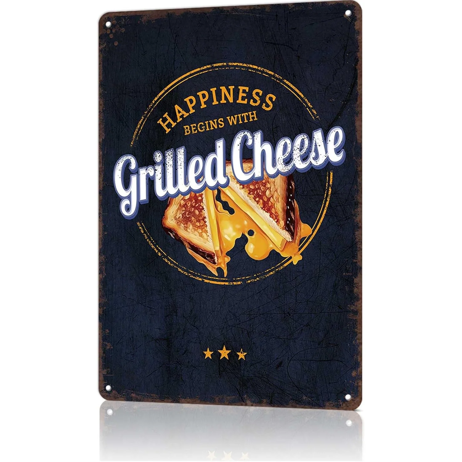 

Funny Grilled Cheese Sandwich Metal Sign - Vintage Retro Kitchen Wall Art with Melted Cheese Design - Durable