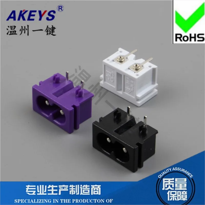 10pcs AC-019A Power connector Female seat 90 degrees 8-character socket 10A250V Plum connector