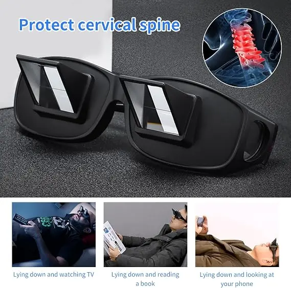 Lazy Glasses Bed Prism Glasses Spectacles Horizontal Glasses Prism Periscope Lie Down Eyeglasses for Reading Watch TV in Bed