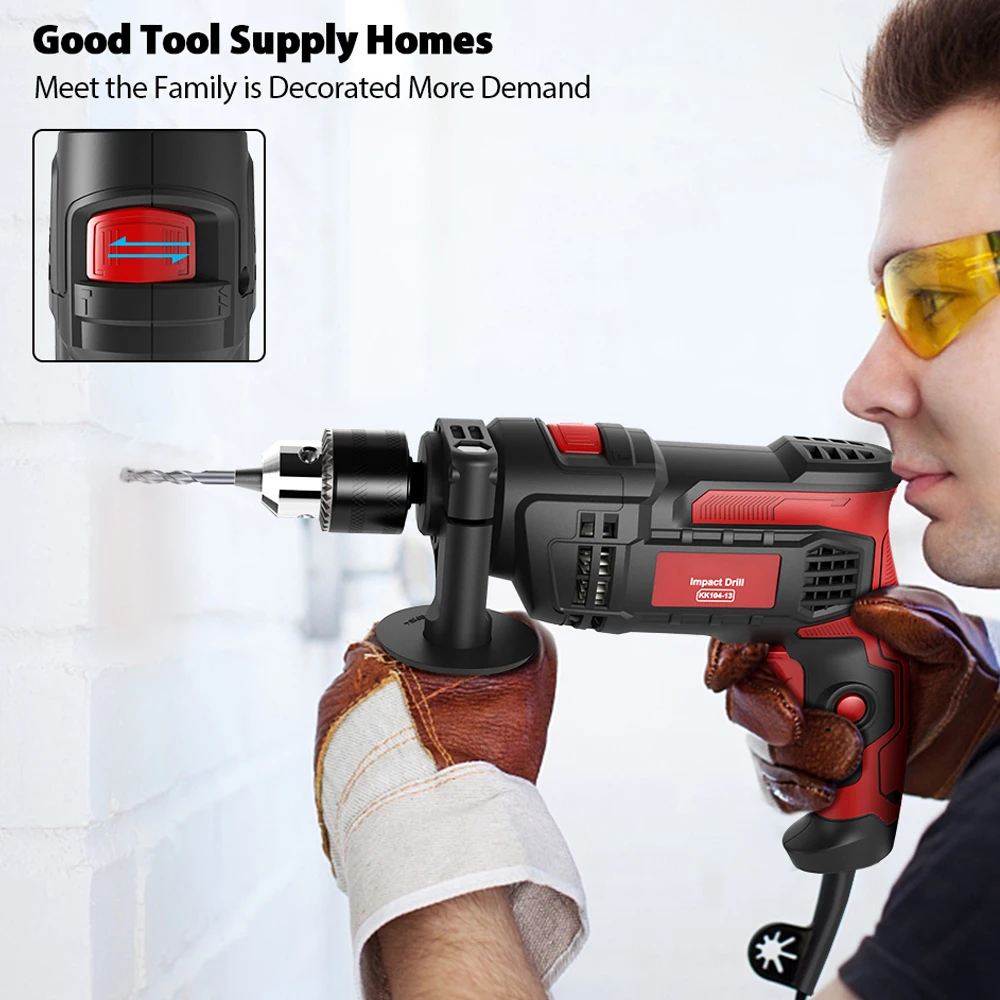 Hammer Drill  Drill 850W 3000 RPM Hand Electric Drill with 360° Rotating Handle Hammer and Drill 2 Mode in 1 with Depth Gauge