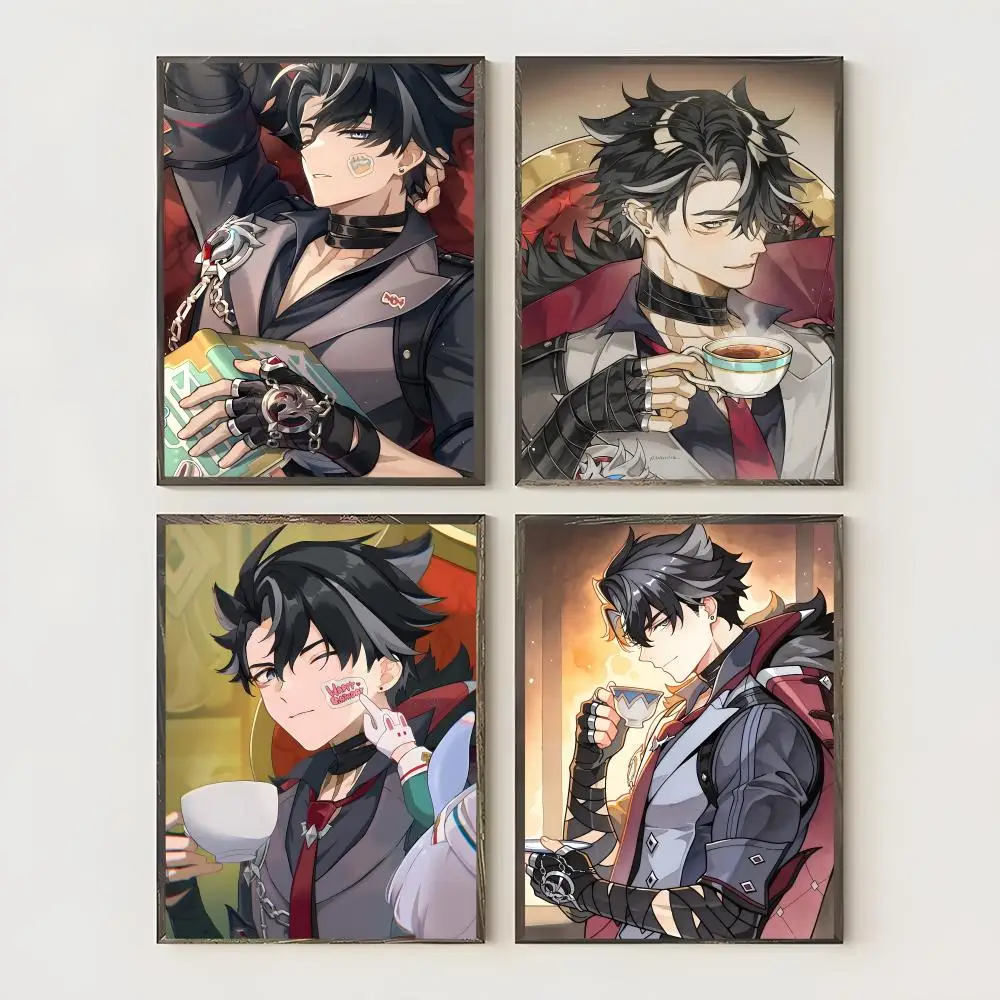 Game G-Genshin Impact Wriothesley Poster Waterproof Canvas Art Wrinkle Free Wall Hanging For Home Living Room Bedroom Decor