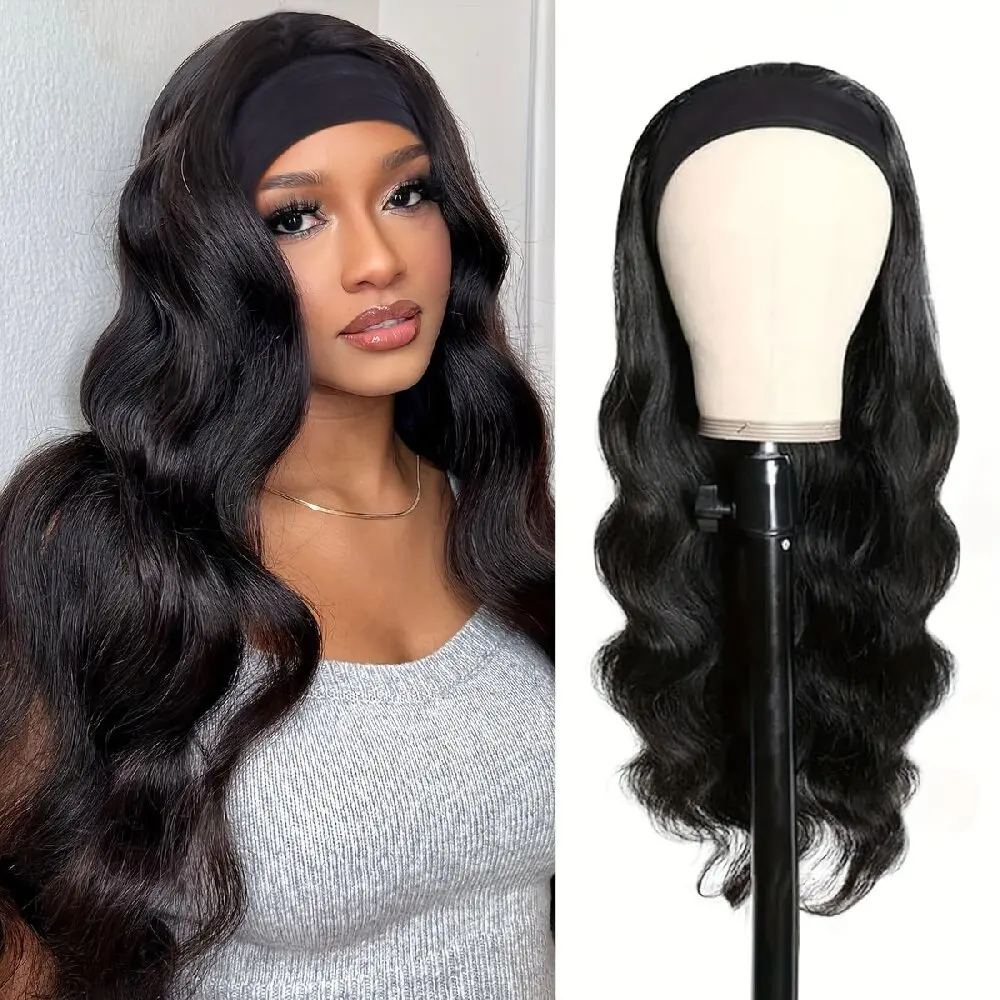 

Human Hair Body Wave Headband Wig 40 Inch Headband Wig for Black Women Brazilian Virgin Hair Wear and Go Glueless Wig None Lace