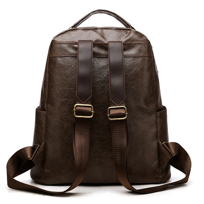 Waxed Leather Backpack for Women Studded Edgy Biker Style Vintage Retro Student Bookbag College Essentials Durable